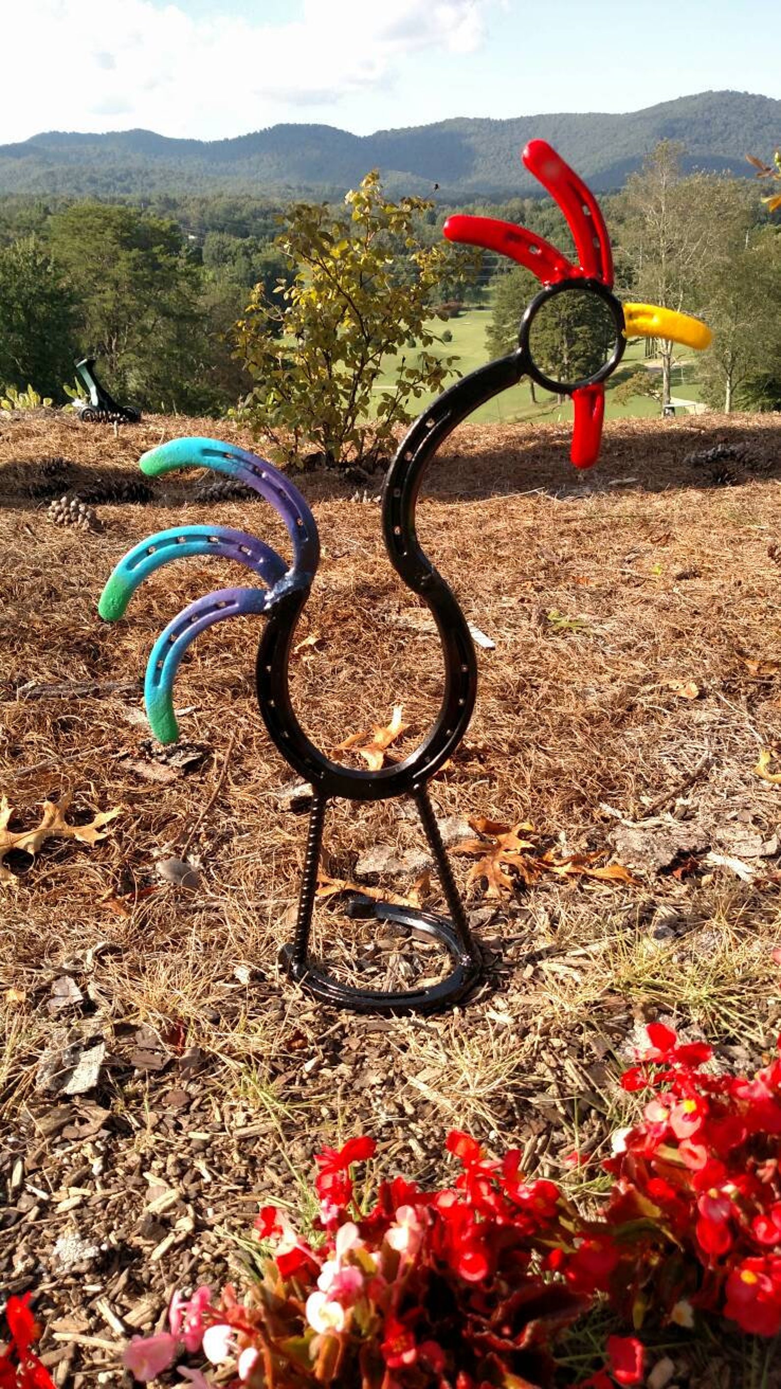 Horseshoe Rooster Horseshoe Yard Art Metal Horseshoe Etsy