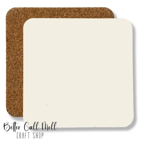 Sublimation Coaster Blanks - Square MDF Coaster with Cork Back (Set of 2, 4 Inch)