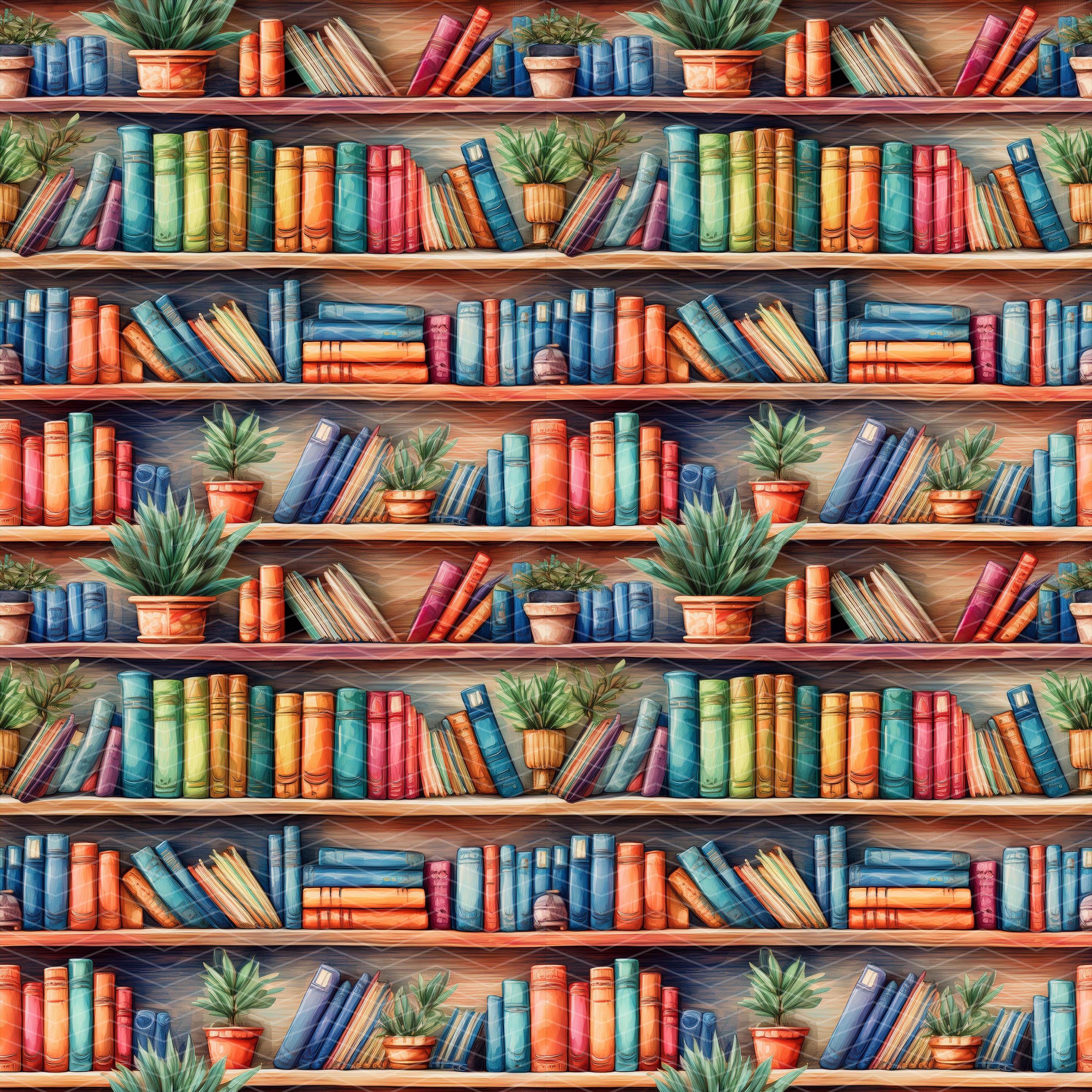 Bookshelf 1 Seamless Pattern PNG | Digital Download - Etsy