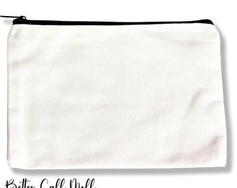 Sublimation Cosmetic Bag Blank, DIY Zipper Pouch with Black Zipper