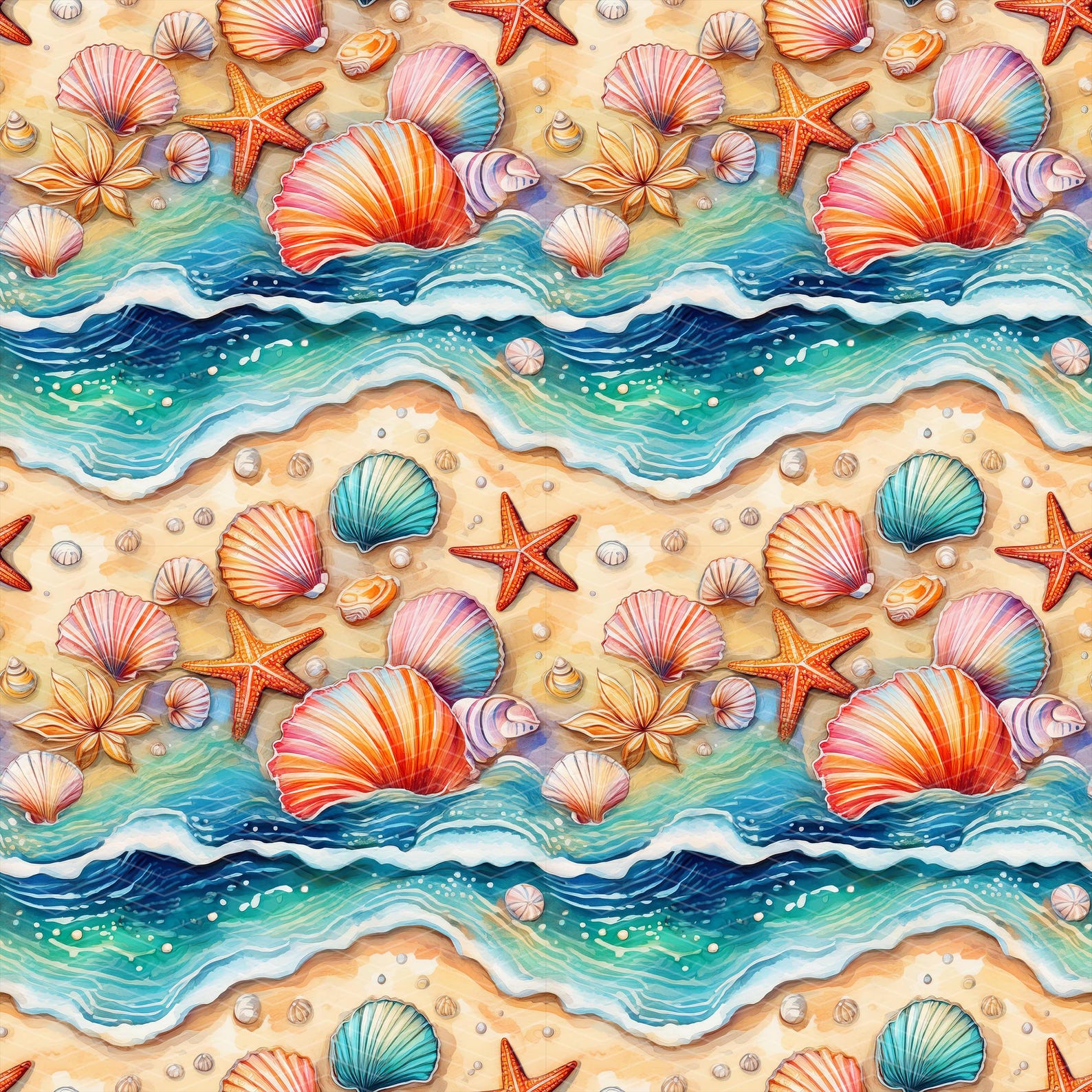 Beach 2 Seamless Pattern PNG | Digital Download - Etsy
