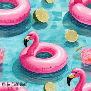 Flamingo Floats Seamless Pattern PNG | Digital Download