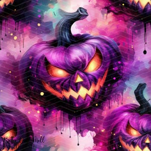 Spooky Jack-o-Lanterns Seamless Pattern PNG | Digital Download