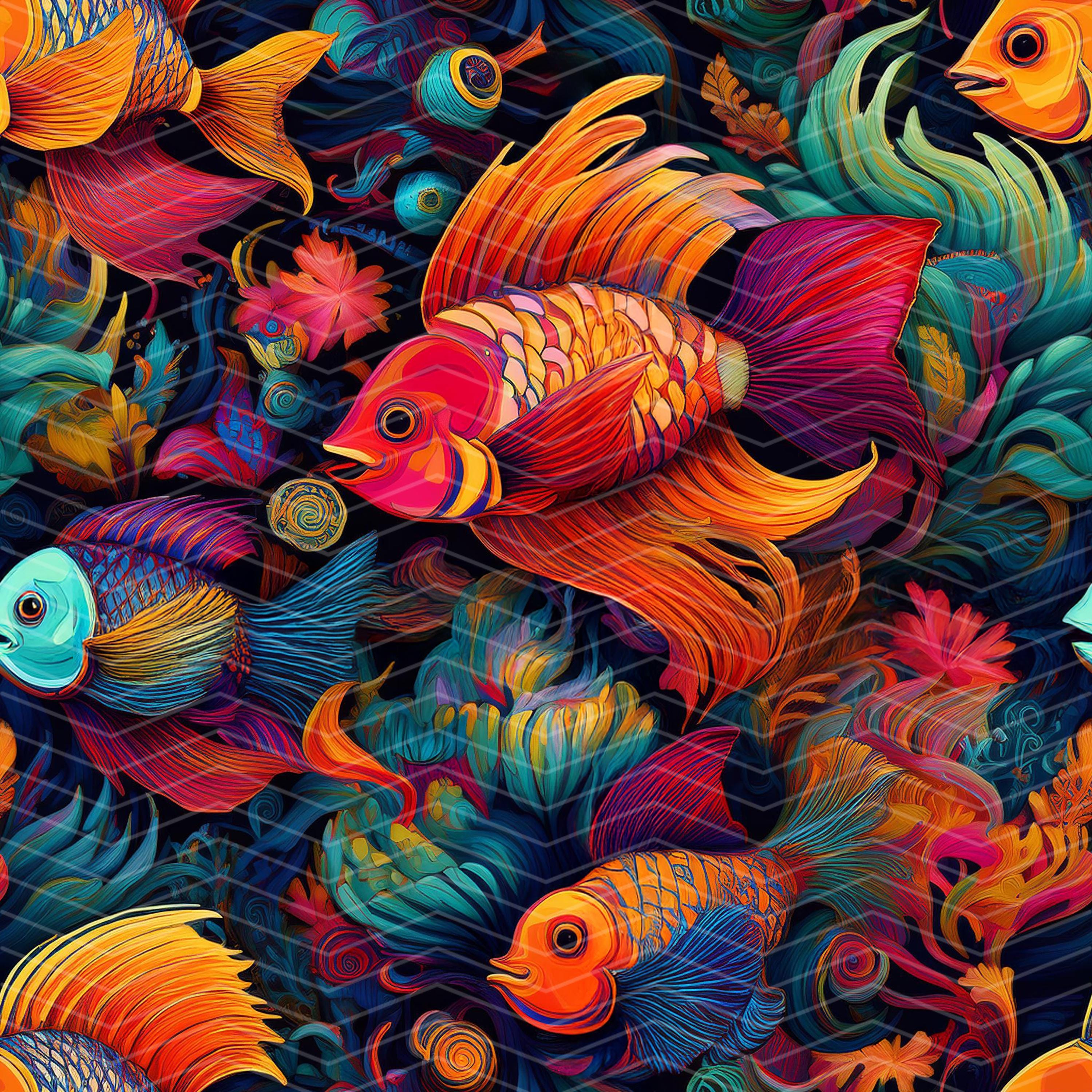 Tropical Fish 2 Seamless Pattern PNG | Digital Download - Etsy