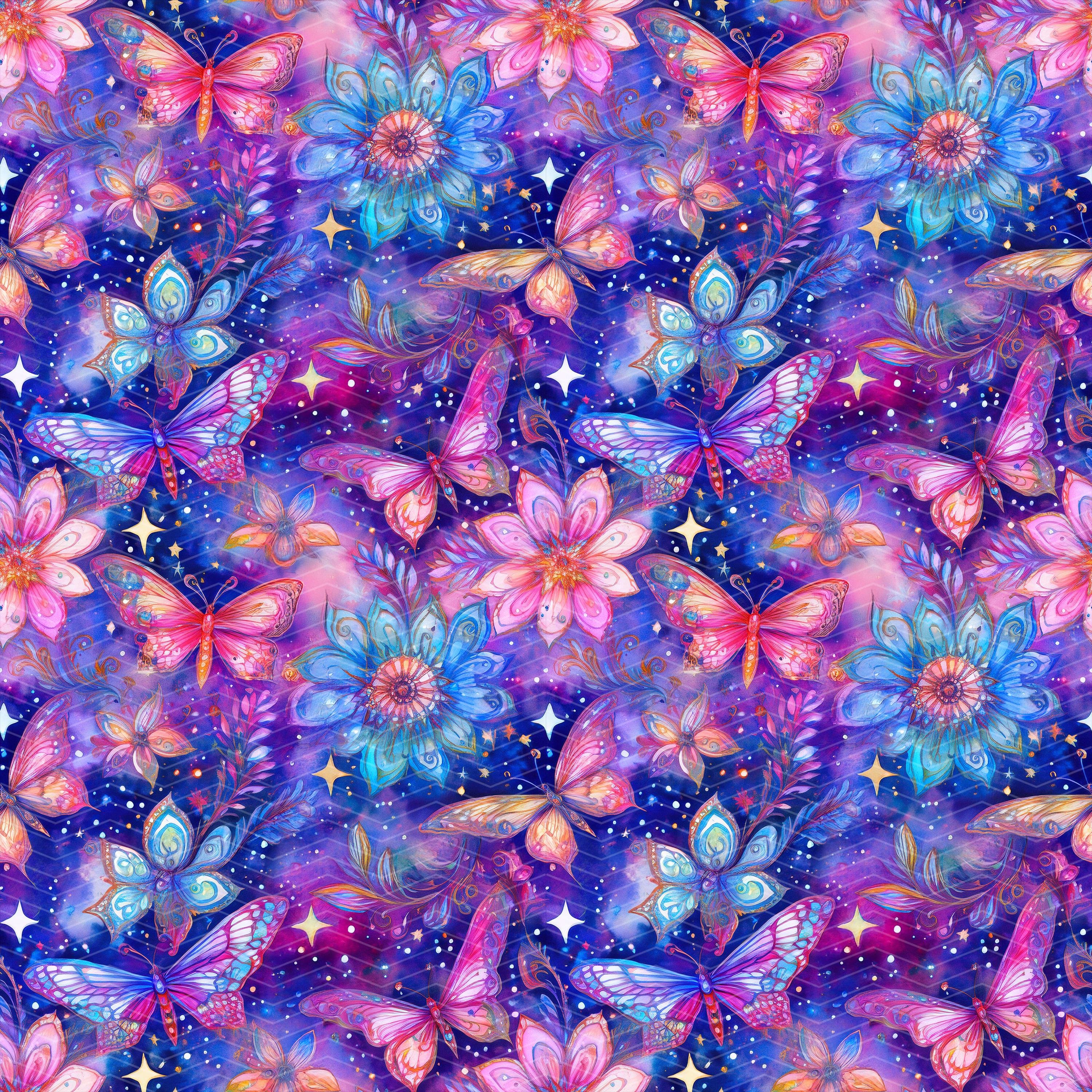 Butterflies and Flowers 1 Seamless Pattern PNG | Digital Download - Etsy