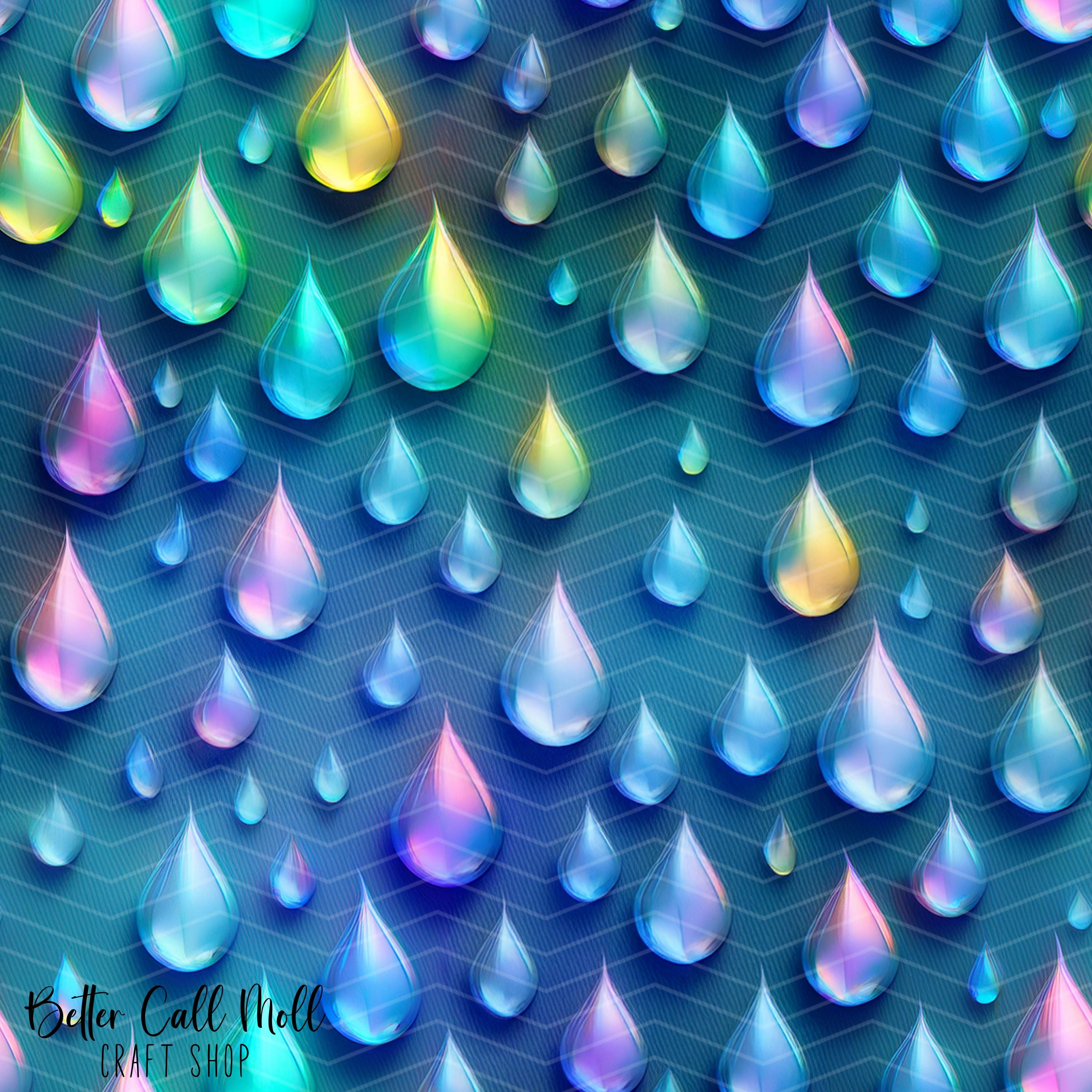 Iridescent Rain Drops Seamless Pattern PNG | Digital Download - Etsy