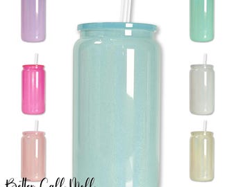 16oz Holographic Shimmer Glass Sublimation Tumbler | Multiple Colors Available