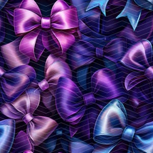 Purple and Blue Bows Seamless Pattern PNG | Digital Download