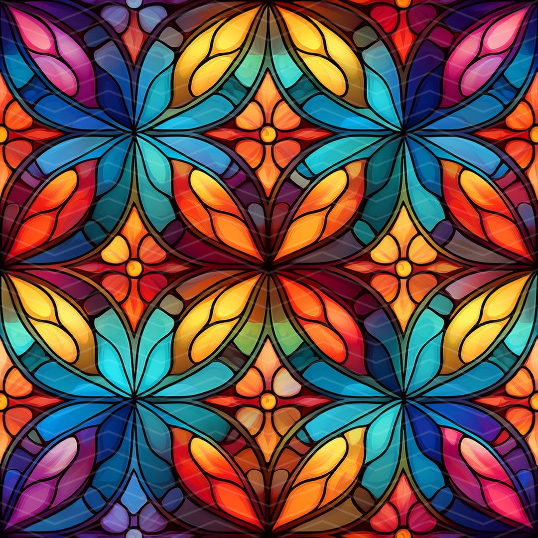 Stained Glass 4 Seamless Pattern PNG | Digital Download - Etsy