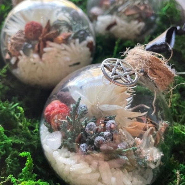 Witches Ball, Yule Ball, Holiday Ornaments, Glass Ball Ornaments, Fairy Ball, Witch Protection Ball, Witchy Gifts, Yule Ornaments