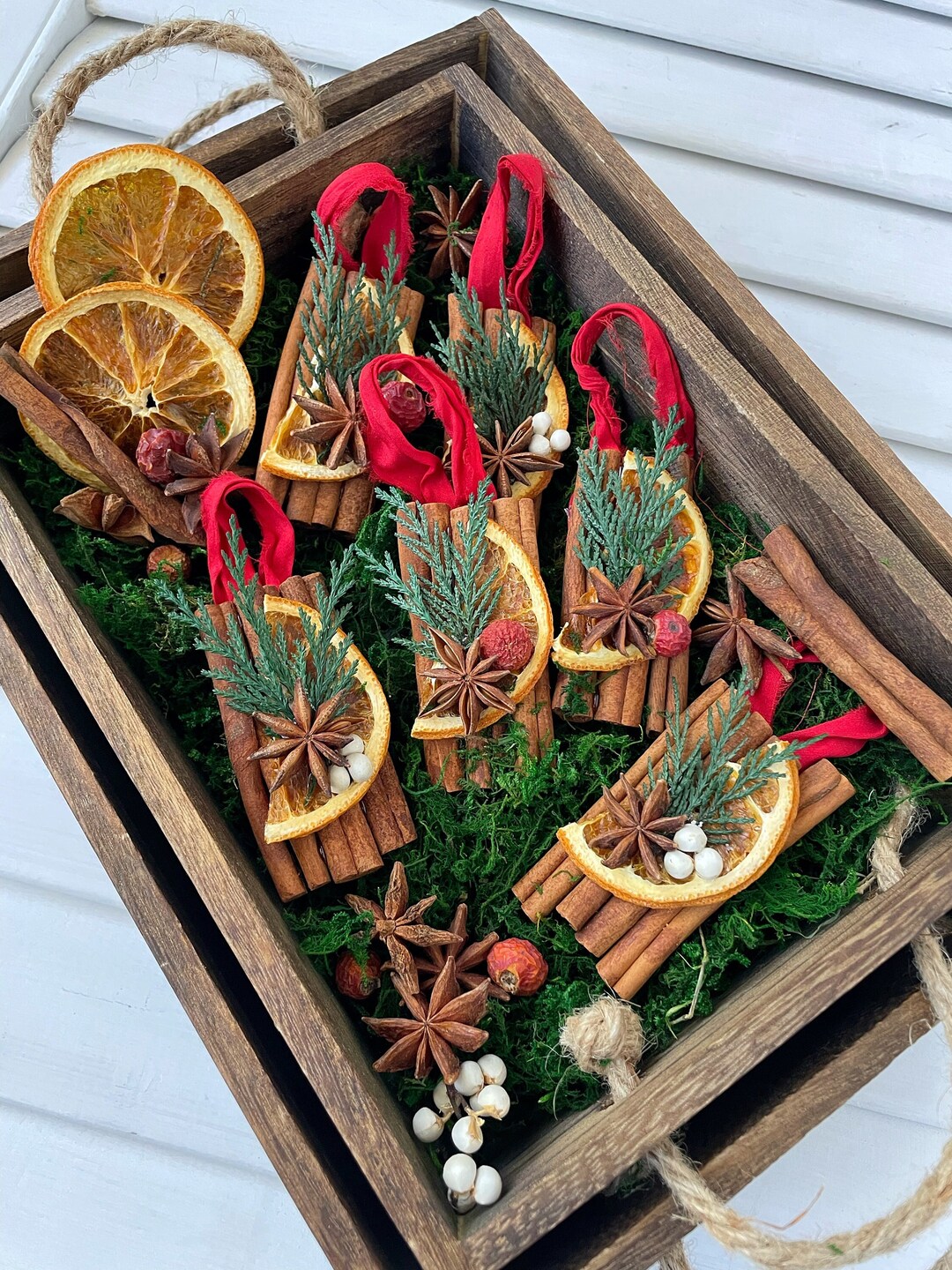 Handmade Yule Ornaments, Holiday Ornaments, Cinnamon Stick Ornaments