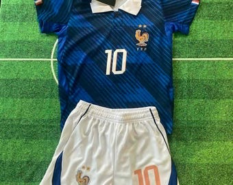 France Kids Soccer Jersey and Shorts home kids uniform