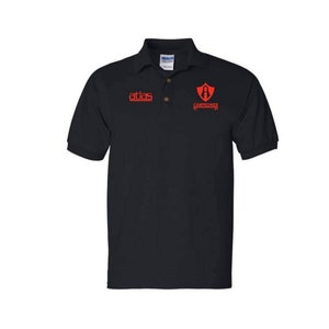 May include: Black polo shirt with the word "atlas" and a red shield with the letter "A" and the word "campeones" embroidered on the front.