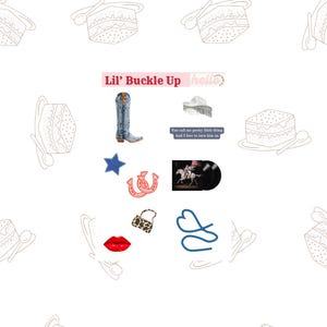 Hoja de pegatinas "Lil Buckle Up" / Pegatinas de vaquera del oeste / Vinilo para diarios, agendas y fans de Cowboy Carter