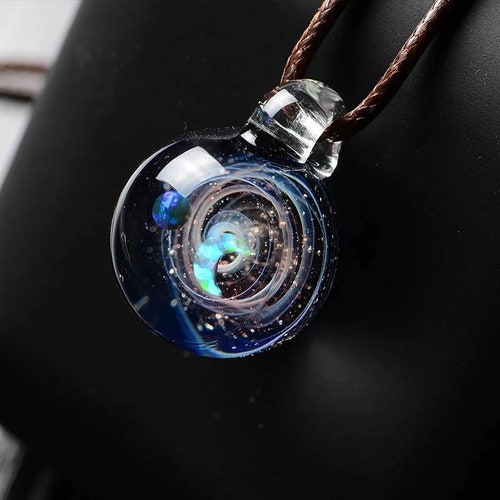 Galaxy Pendant Necklace Universe Nebula Space Jewelry Etsy