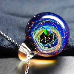 Unique Gift Night Sky Galaxy Marble, Universe Astronomy Ball, Glass Dome Planet Stars, Space Blown Glass 4.5cm, Twisted Space Glass Sphere