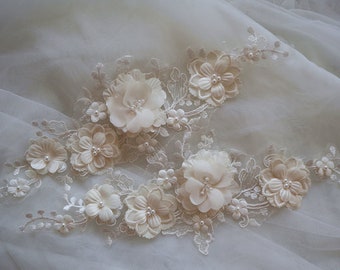 flowers applique patch for Headpiece 3d flowers applique 3d floral patch wedding dress 3d flowers decoration costume