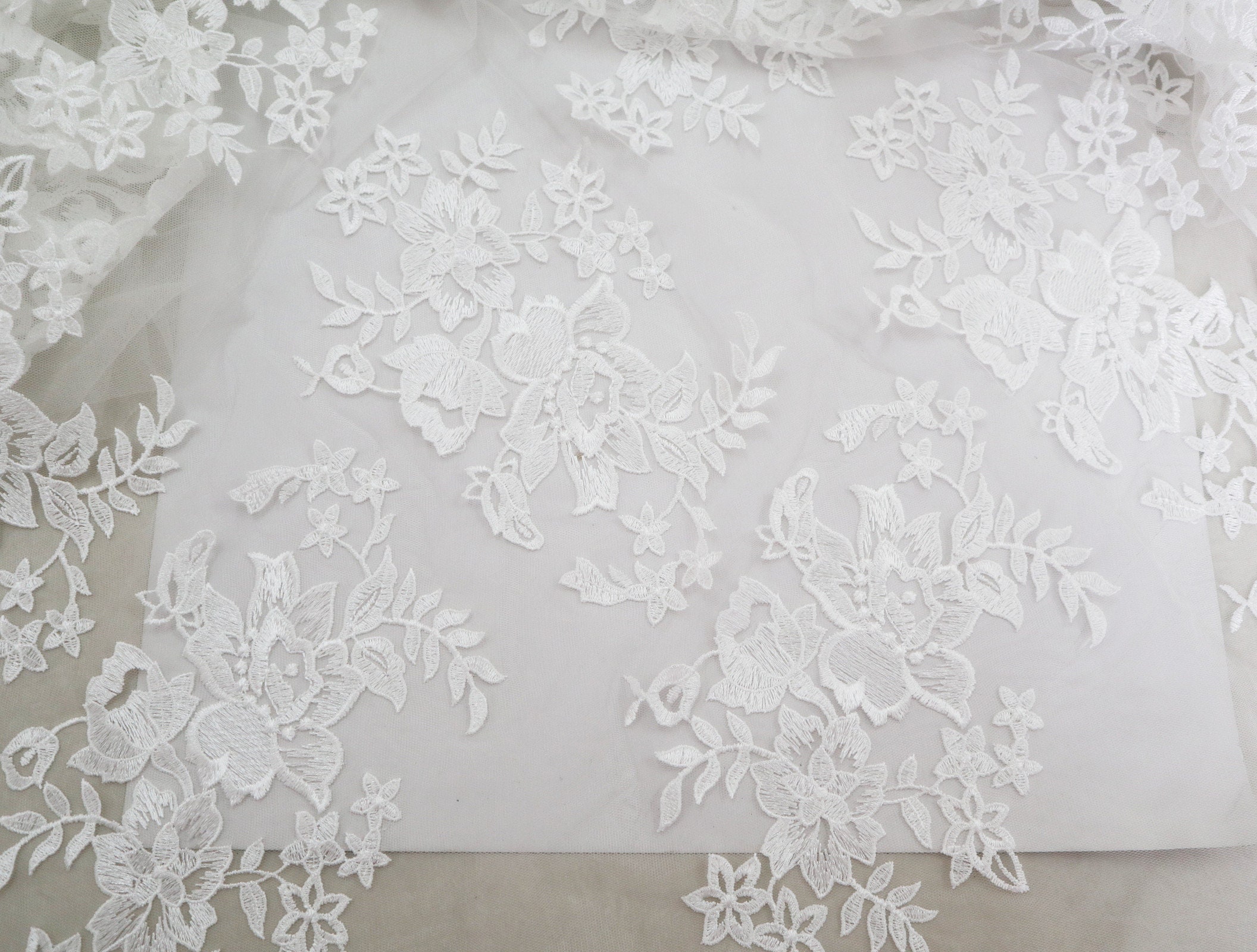 Ivory Embroidered Lace Villanelle