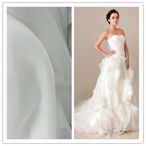 High quality bridal wedding ivory organza fabric by the yard for Bridal Wedding gown sewing DIY accessories organza tulle fabric 150cm wide
