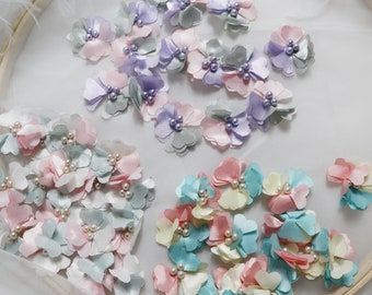 3D flowers lace appliques, 3D fabric floral petal patches for bridal wedding costume gown dress sewing couture collection