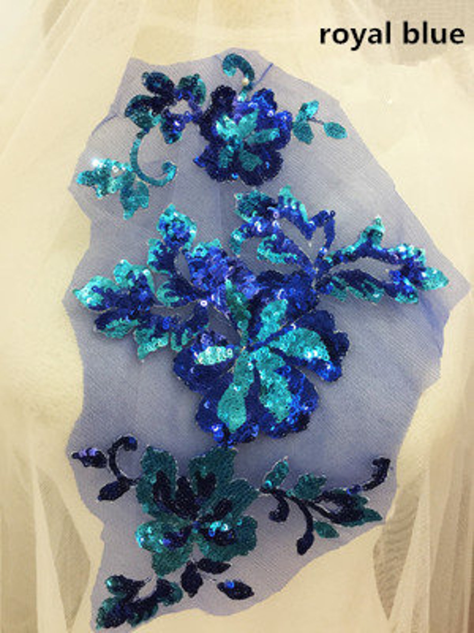 Turquoise Blue Sequined Lace Applique Multi Colors Sequins Etsy