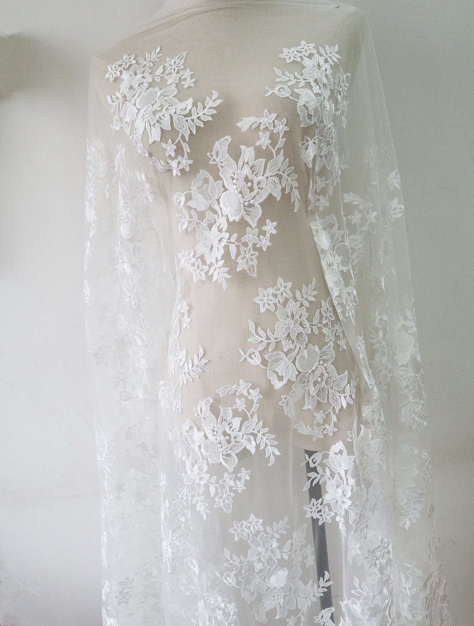 Ivory white embroidered tulle lace fabric super bridal lace Etsy