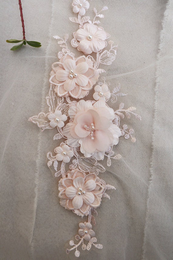 Light Pink 3D Flowers Embroidered Lace Applique Ivory White Bridal 3d Floral Lace Patches for Wedding Costume Dance Dress Sewing Etsy Australia