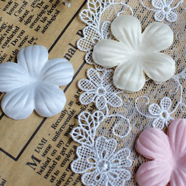 Appliques de dentelle de fleurs en tissu rose blanc cassé de 2 cm, appliques de papillon pétale de fleur de mariée pour la couture de robe de costume de mariage