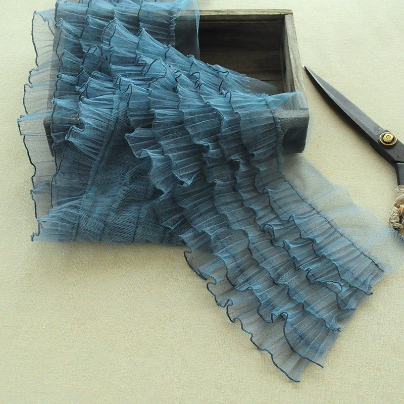 5 Layers 3D Ruffled Fabric Trim, Tulle Ruffle Trim Mesh Fabric Trimming ...