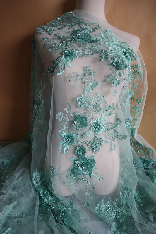 Dark purple 3D flowers Beaded lace fabric Bridal 3D Lace | Etsy