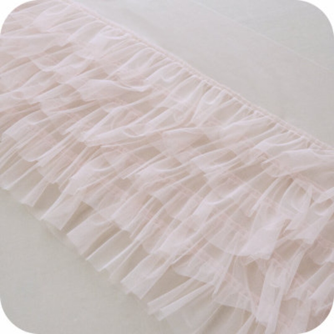 Light Blush Pink 3D Ruffled Fabric Trim, Hot Pink Ruffle Trim Mesh ...