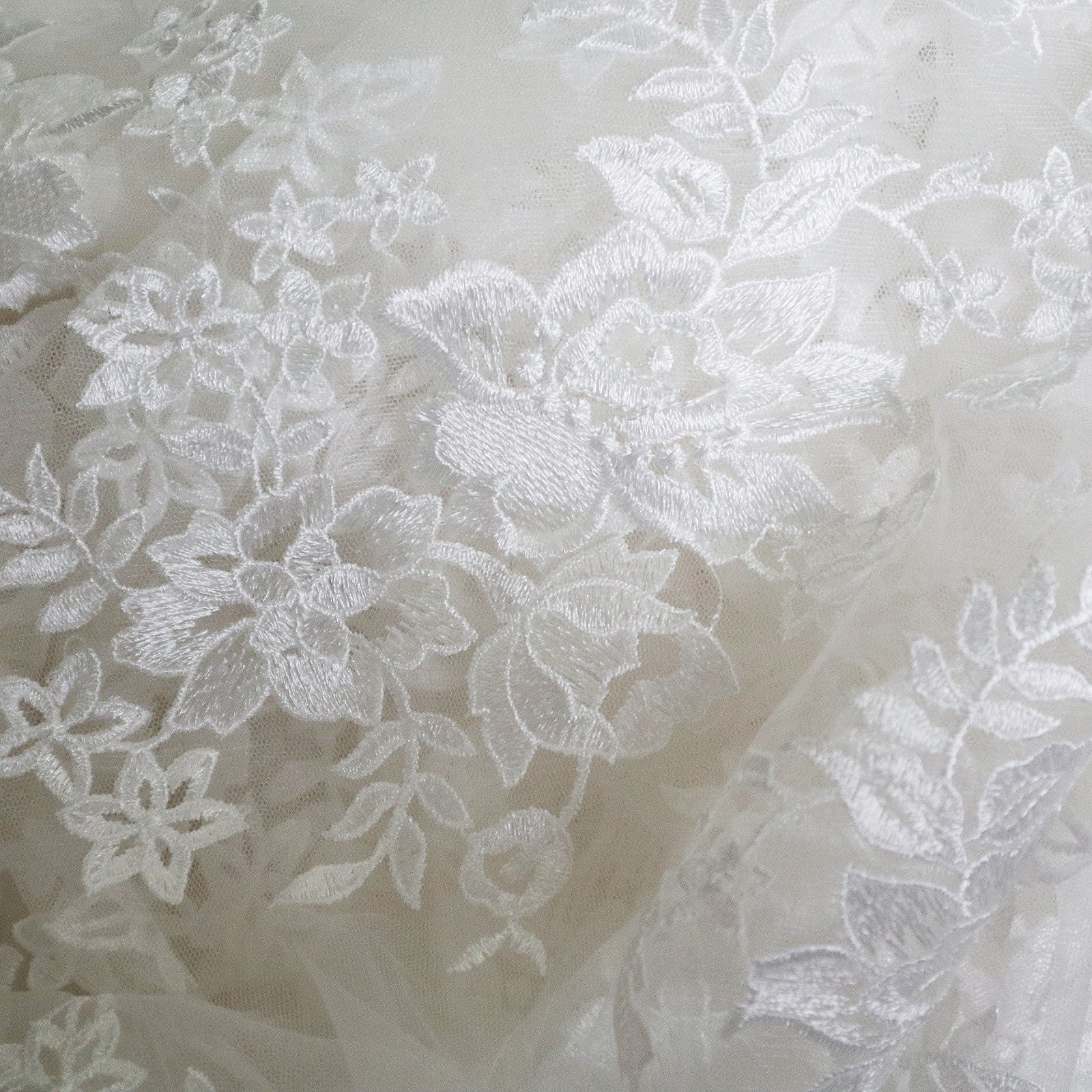 Ivory white embroidered tulle lace fabric super bridal lace Etsy