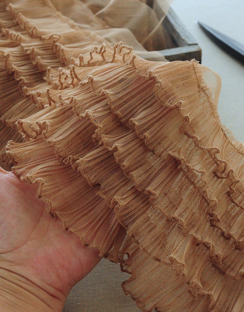 5 Layers 3D Ruffled Fabric Trim, Tulle Ruffle Trim Mesh Fabric Trimming ...