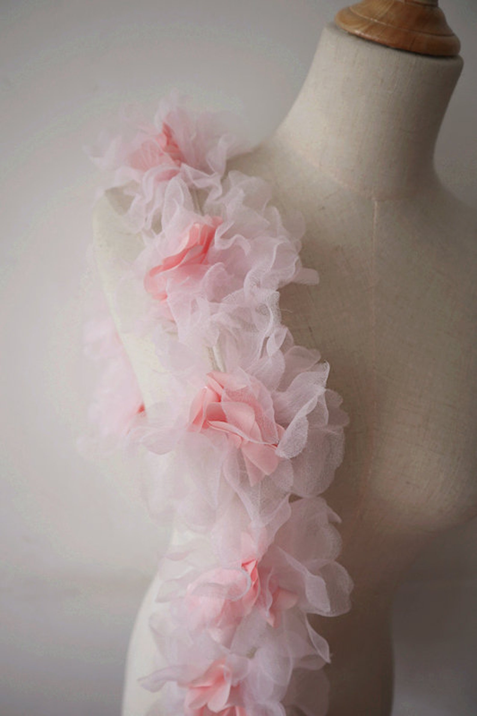 3D Dark Red Ruffled Fabric Trim, Wine Red Pink 3D Flowers Trimming ...