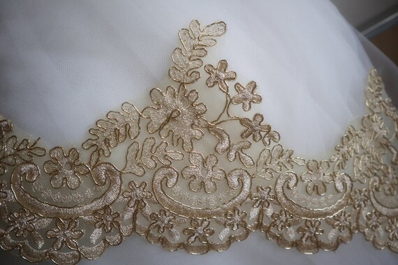 Champagne Gold Lace Trim Alencon Lace Trimming Metallic Gold Cord Lace Edge Trim Venise Guipure Wedding Dress Edging Etsy UK