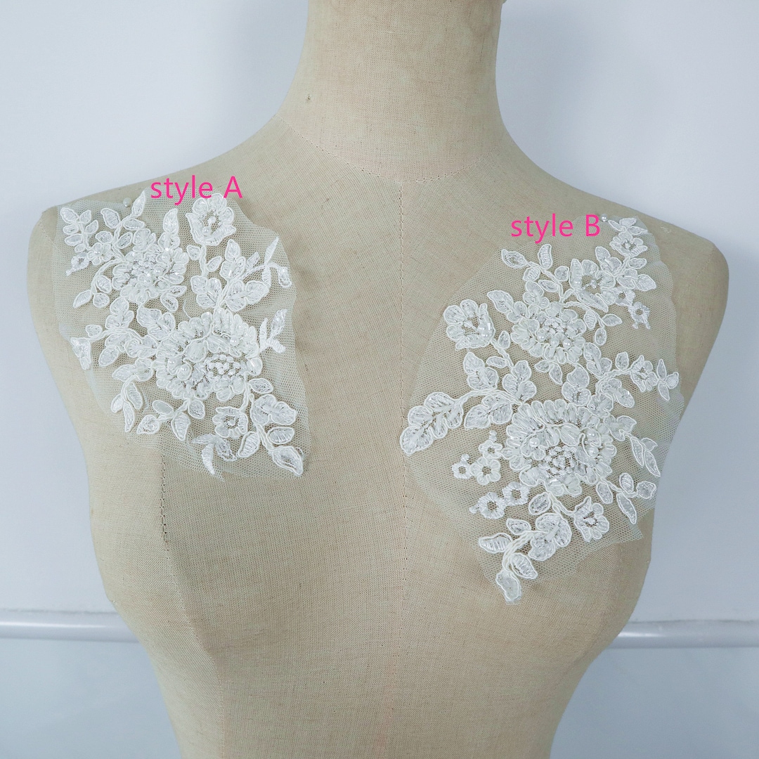 SYSUII 3D-Blumenstickerei Applikationen - Bestickte Rosen Aus Spitze Mit Perlen