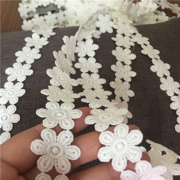 off white floral lace trim daisy cotton embroidery floral guipure venise lace by the yard, venise guipure wedding dress edge