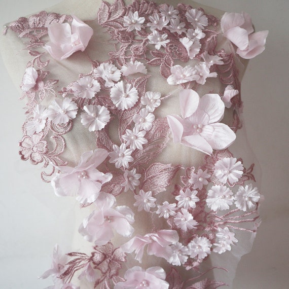 Flores 3D rosa claro Telas de encaje con cuentas Full Blossom - Etsy México Flores 3D rosa claro Telas de encaje con cuentas Full Blossom - Etsy México