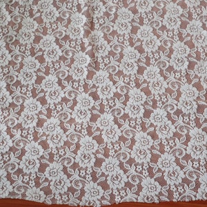 Off White Stretch Lace Fabric by the Yard, Ivory Elastic Lace, Rose ...