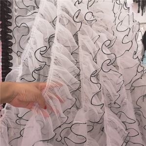pink 3D ruffled fabric trim, organza ruffle trim mesh fabric trimming, 3D flowers pleated trim sewing accessories