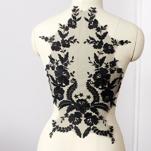black embroidered lace fabric, bodice lace applique, bridal veil lace fabric embroidery applique sewing accessories