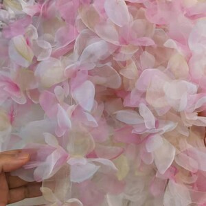 pink 3D ruffled fabric trim, organza ruffle trim mesh fabric trimming, 3D flowers pleated trim sewing accessories