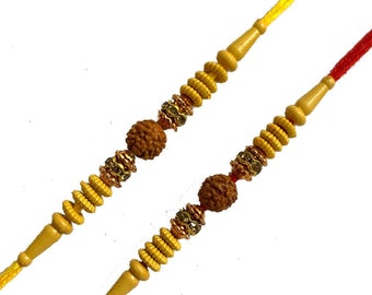 Set of Two Rakhi, Stone & Moti, Thread. Rakhi, Raksha Bandhan Gift for Your Brother Vary Color and Multi Design