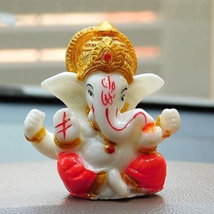 Lord Ganesha Idol for Car Dashboard Idol Figurine Showpiece | Ganesh Temple Mandir Pooja Items | Diwali Gifts Ganpati Car Dashboard