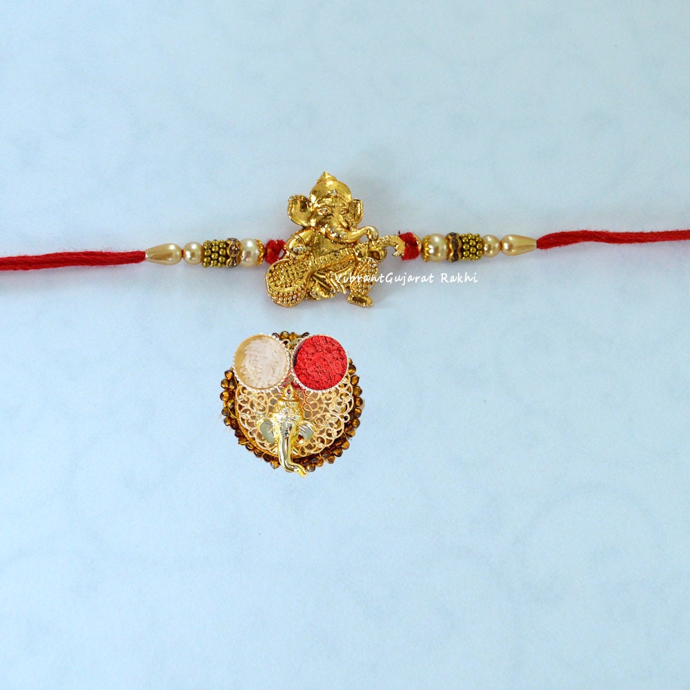 Rakhi Tradicional De Diseñador Para Hermano - Pulsera Raksha Bandhan, Hecha A Mano, De Seda