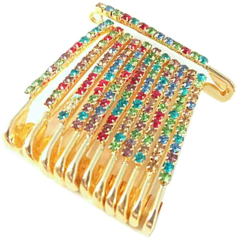 Sarvam Decorative Golden Saree Pins Hijab Pin Brooch Safety Pins Set of 2 