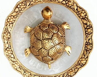 Vastu Feng Shui Tortoise/Kachua/Turtle  with Plate for Positive Energy Home Decor | Harmony & Prosperity