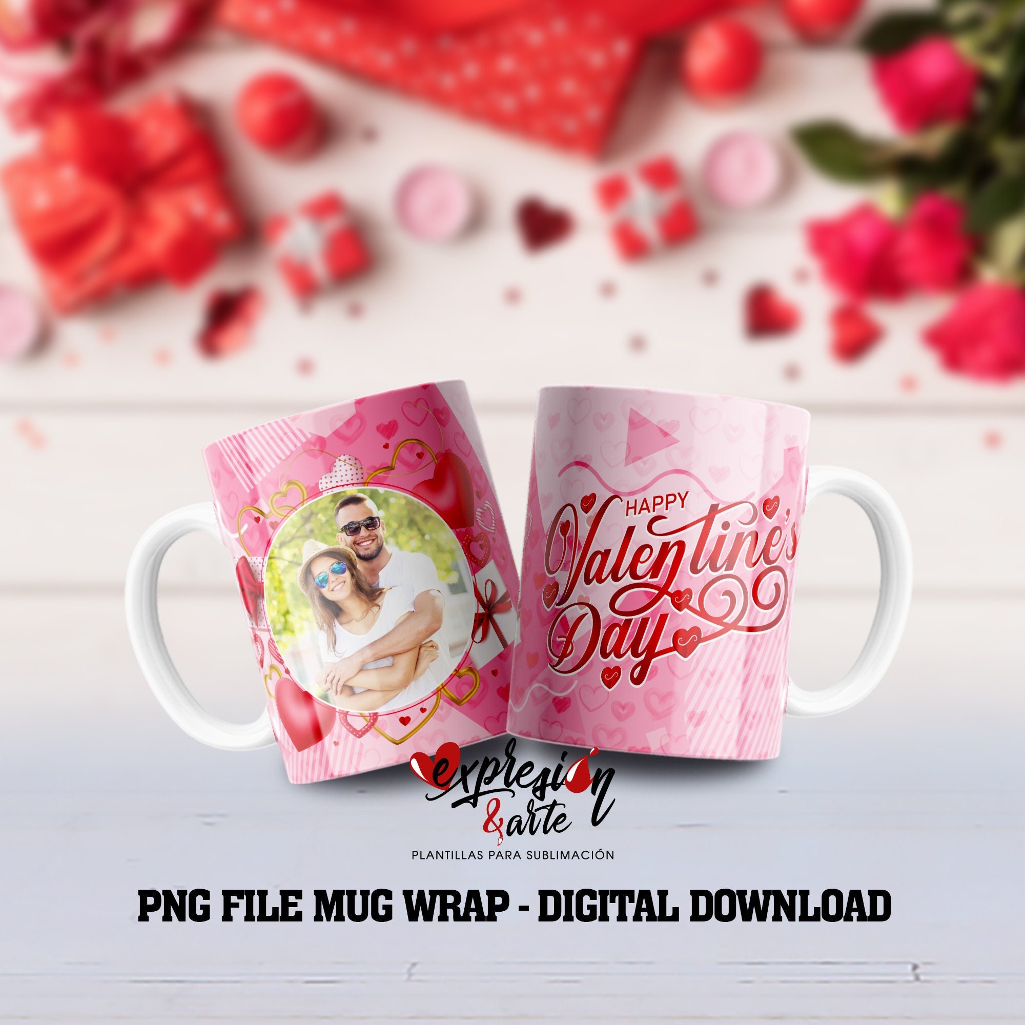 Happy Valentine's Day Sublimation Mug Graphic by Maná Design