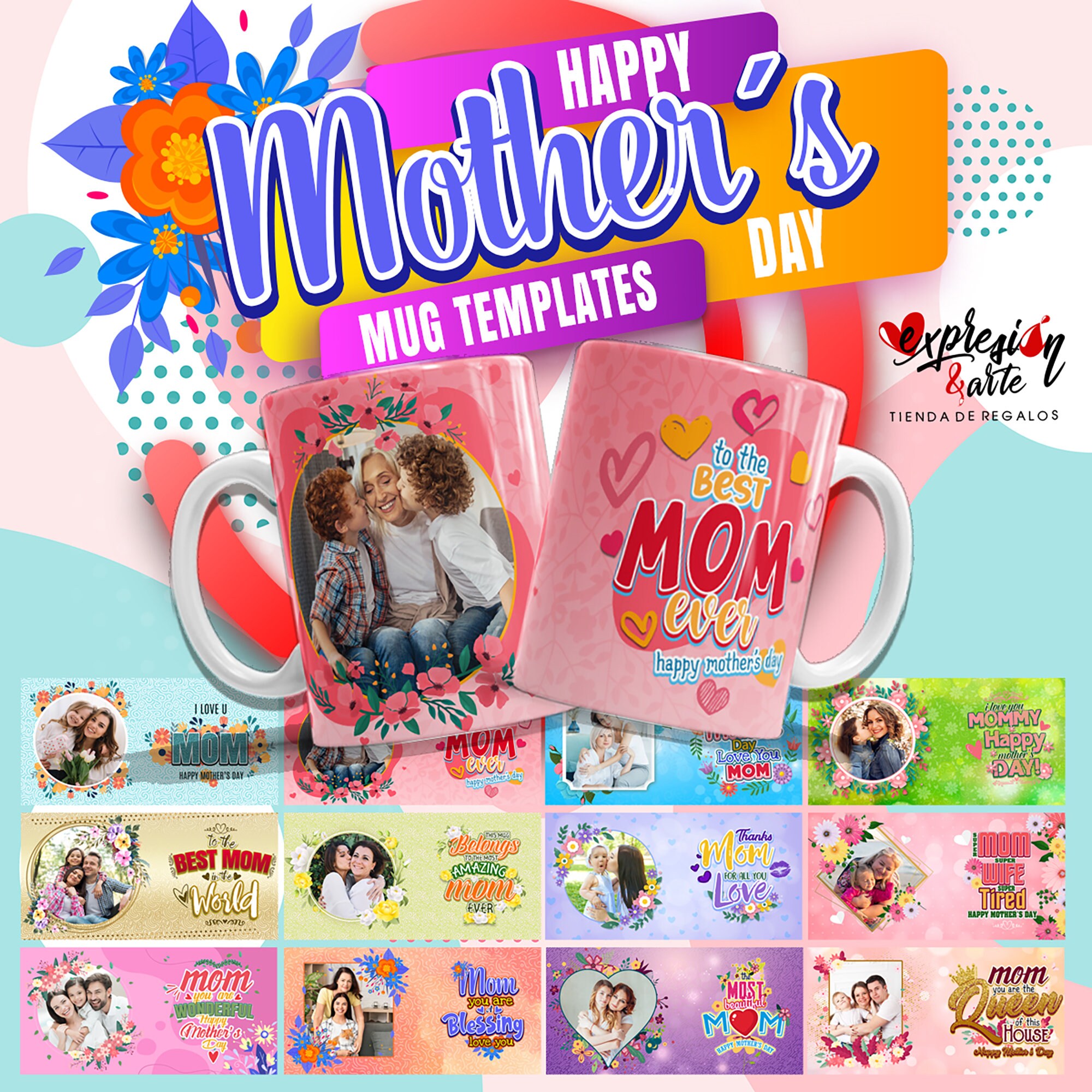 12 MOTHERS DAY Mug Template Designs for Sublimation Printing Etsy España