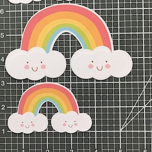 10 ARCO-ÍRIS FELIZES (2 tamanhos) Recortes de papel, recortes, coisas efêmeras, scrapbooking, materiais para fazer cartões, diário, arte, lembrancinhas